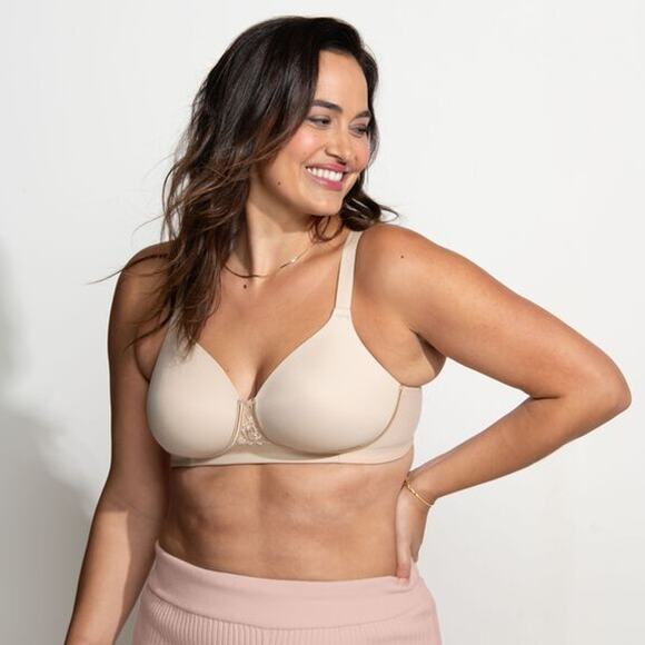 Vanity Fair Full Figure Wireless Smoothing Bra Womens Size 38DD Nude Beige 71380 - Picture 1 of 5